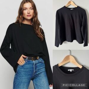 Reformation Oversized long sleeve Classic Black Tee XS